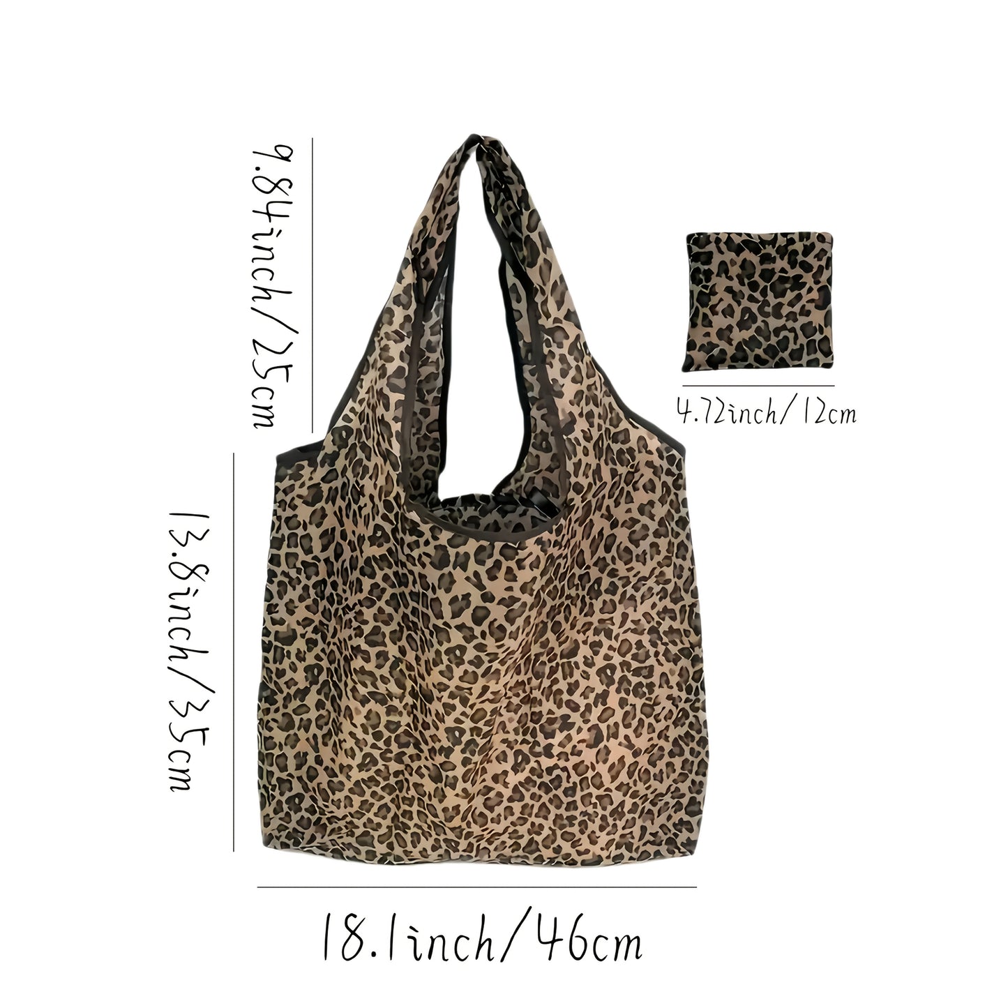 Lightweight Durable Leopard Pattern Bag Fashion Leopard Pattern Handbag -1 Reusable, Foldable Polyester Shopping Bag With Compact Bag - Lightweight And Durable, Suitable For Grocery, Travel, And Picnicking, Easy To Clean