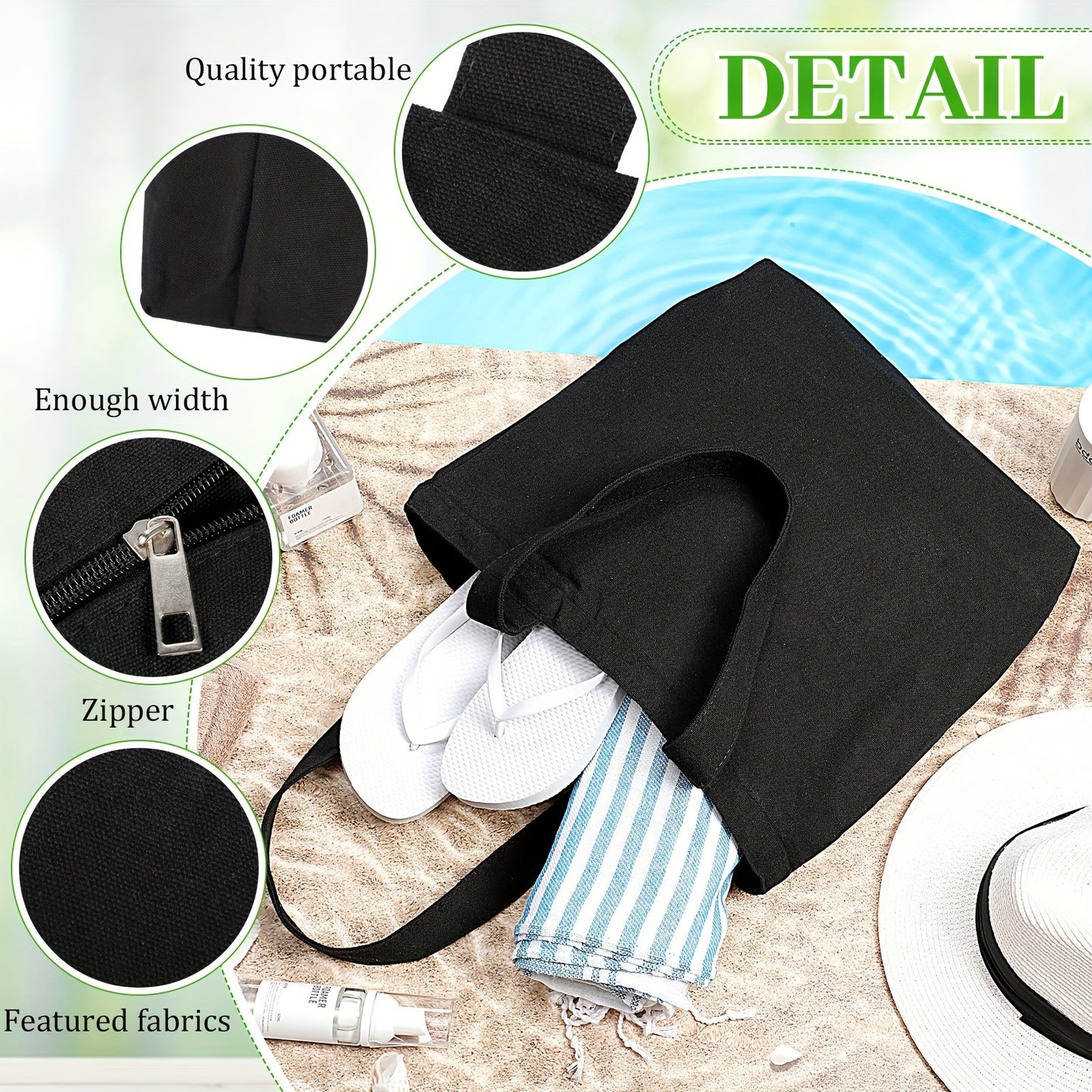 20pcs Canvas Grocery Bag Bulk Blank Tote Bags Reusable Plain Shopping Handbag 16.5 x 13 in Multi-Purpose Bags Black