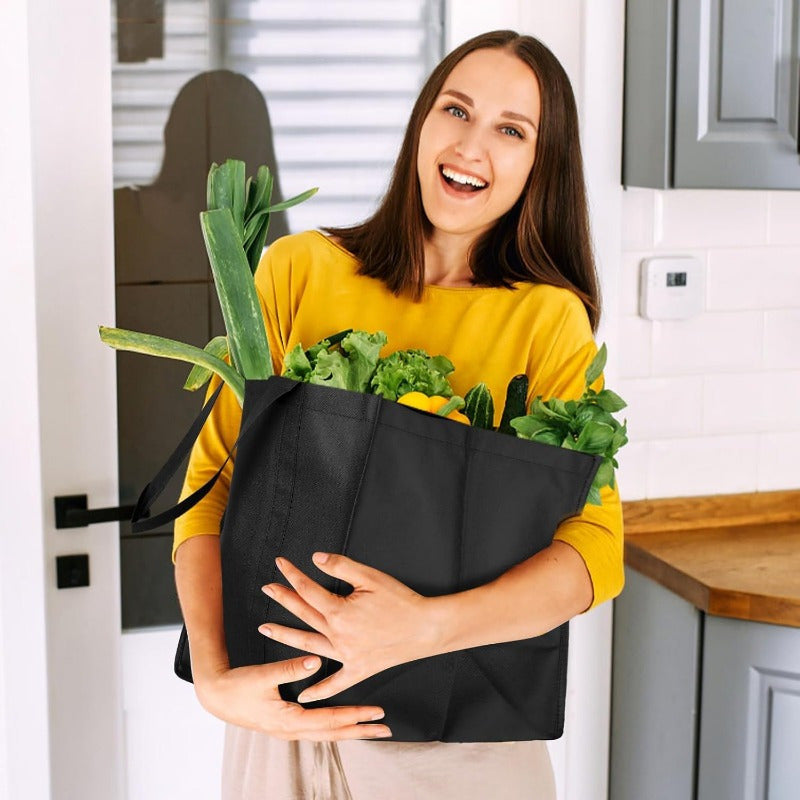5\u002F 10pcs Reusable Grocery Shopping Bags, Large Foldable Tote Bags Bulk, Eco Produce Bags with Long Handle for Shopping Groceries Clothes
