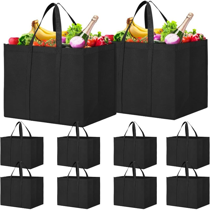 5\u002F 10pcs Reusable Grocery Shopping Bags, Large Foldable Tote Bags Bulk, Eco Produce Bags with Long Handle for Shopping Groceries Clothes