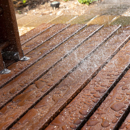 94.5" H Stainless Steel Freestanding Outdoor Shower and Duckboard