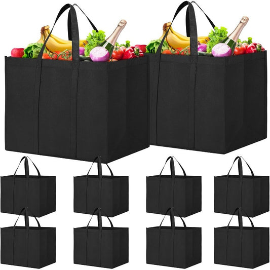 5\u002F 10pcs Reusable Grocery Shopping Bags, Large Foldable Tote Bags Bulk, Eco Produce Bags with Long Handle for Shopping Groceries Clothes