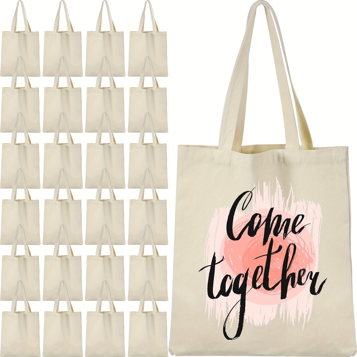40 Thermal Sublimation Tote Bag X 13 Inch Canvas Tote Bag Reusable Shopping Bag With Handle Natural DIY Crafts Blank Bag For Ironing Thermal Transfer DIY Craft Gift Tie-dye Projects