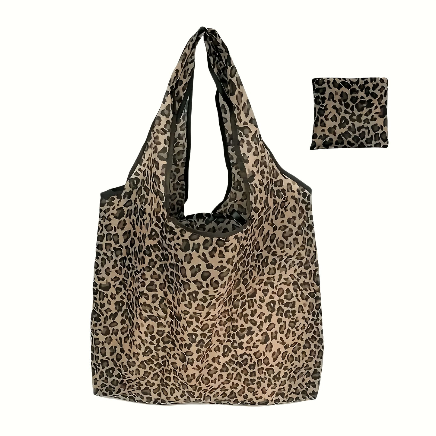 Lightweight Durable Leopard Pattern Bag Fashion Leopard Pattern Handbag -1 Reusable, Foldable Polyester Shopping Bag With Compact Bag - Lightweight And Durable, Suitable For Grocery, Travel, And Picnicking, Easy To Clean