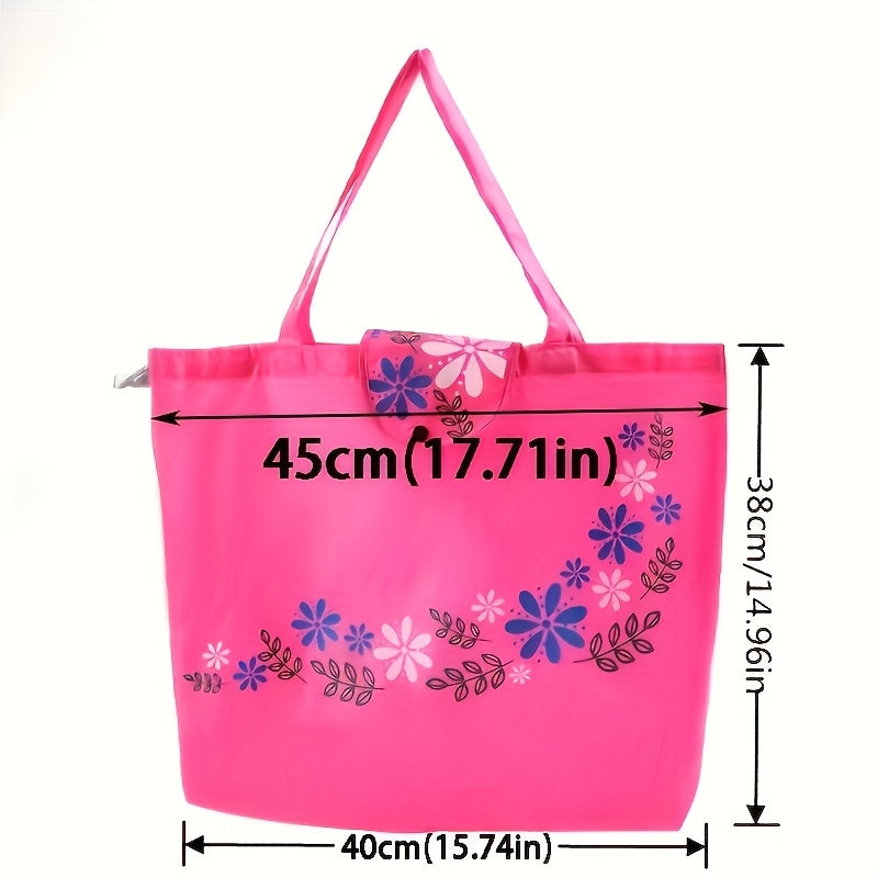 6pcs Reusable Shopping Tote Bags, Foldable Storage Polyester Bags with Printed Button Closure, Leak Proof Rectangular Bags for Thanksgiving & Earth Day